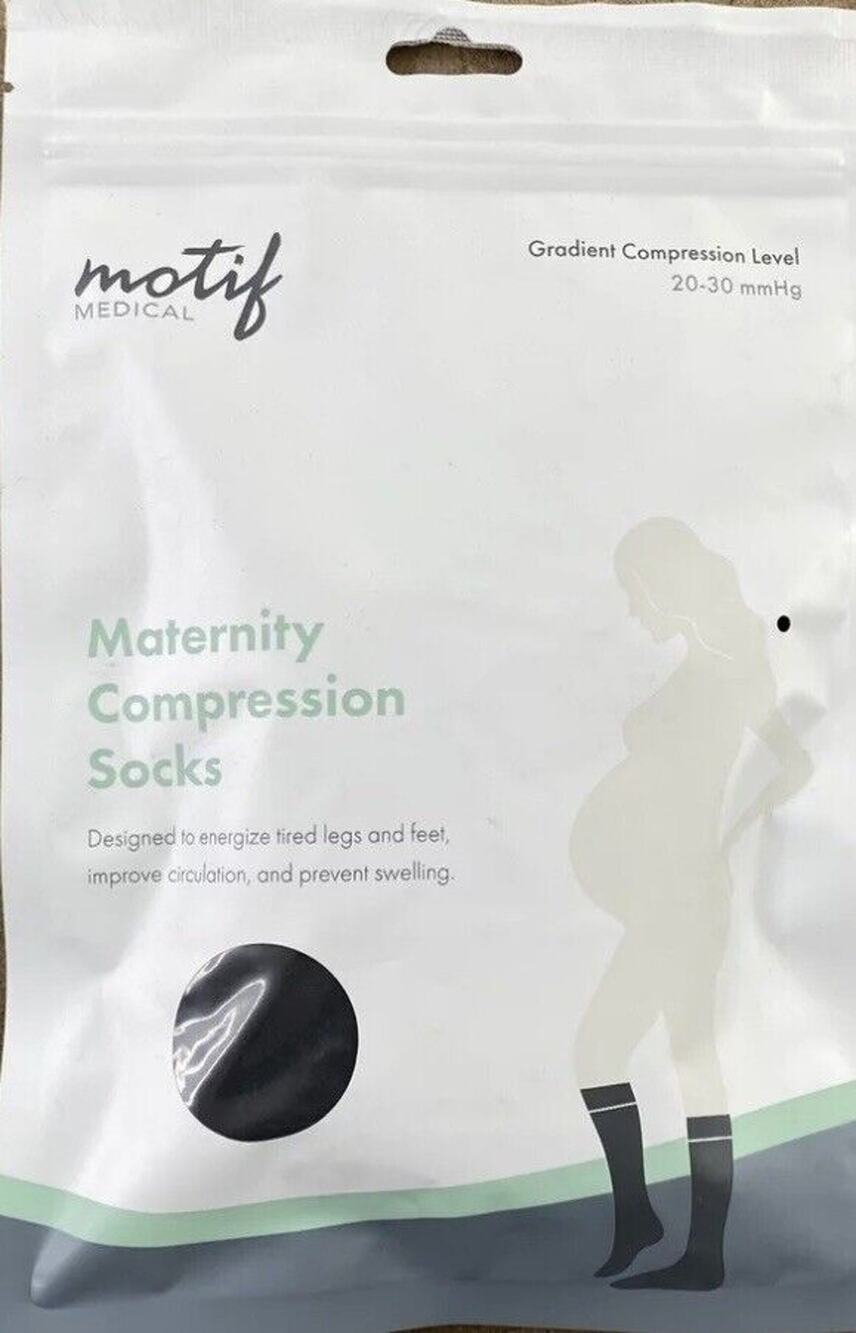 SKU2888 Motif Medical Women's Medium Black Maternity Compression Socks NWT
